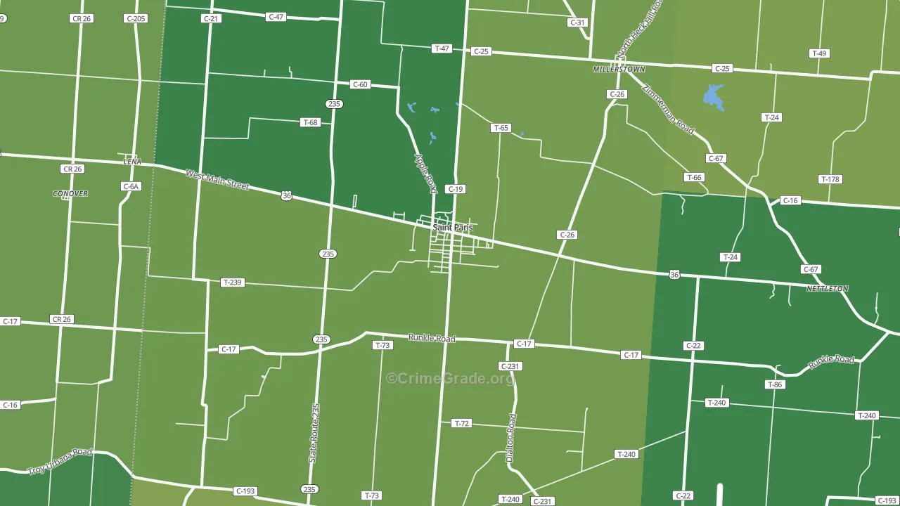 St. Paris, OH Map of Drug-Related Crime Rates