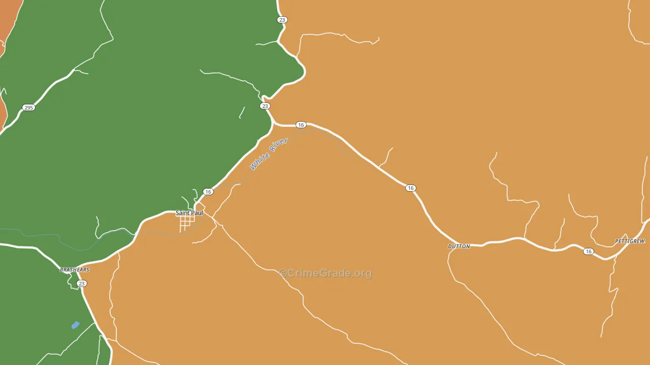 St. Paul, AR Map of Drug-Related Crime Rates
