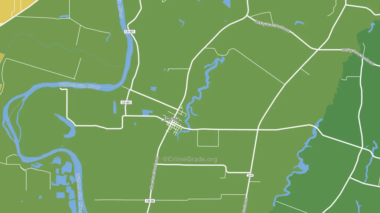 St. Paul, OR Map of Drug-Related Crime Rates