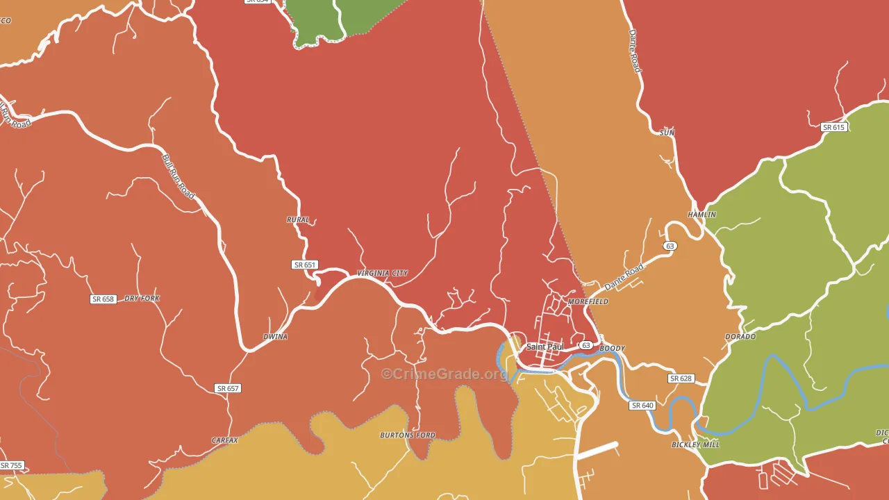 St. Paul, VA Map of Drug-Related Crime Rates