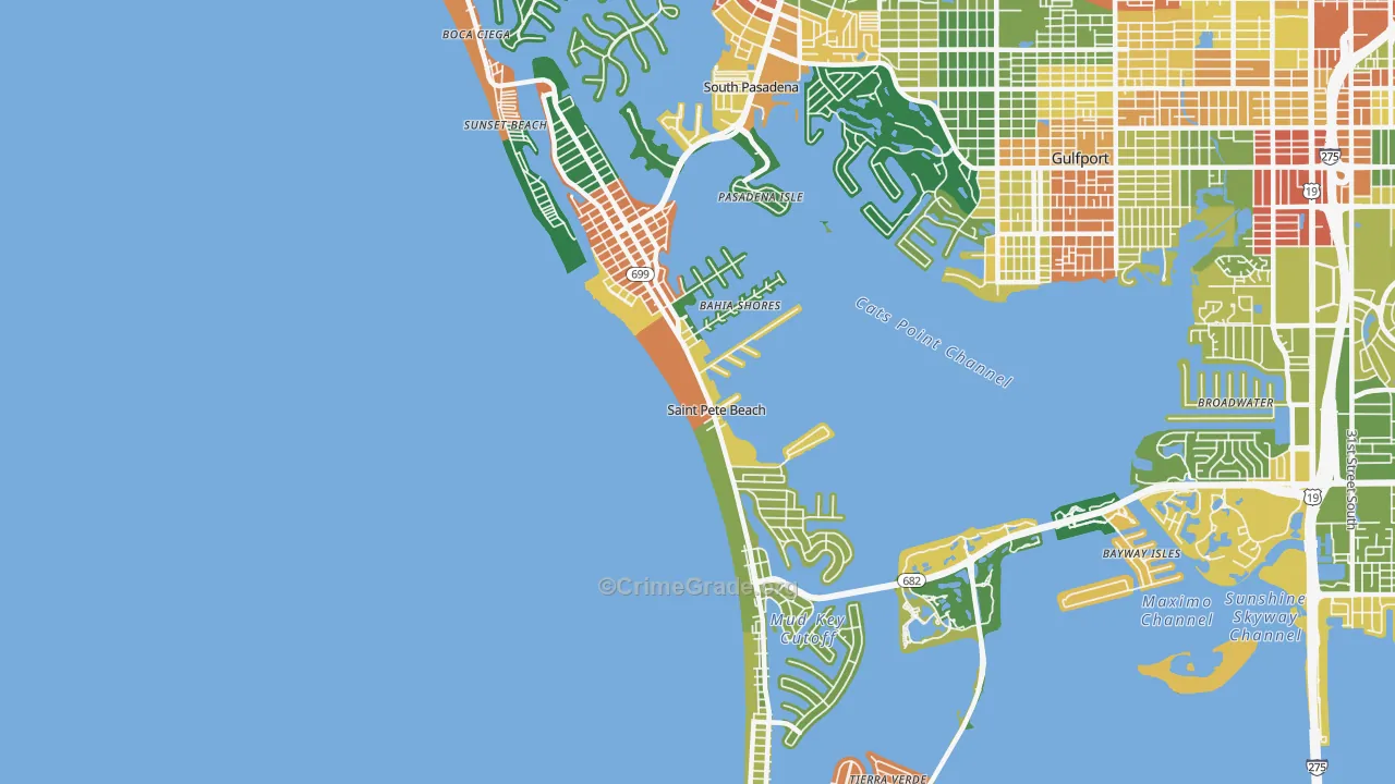 St. Pete Beach, FL Map of Drug-Related Crime Rates