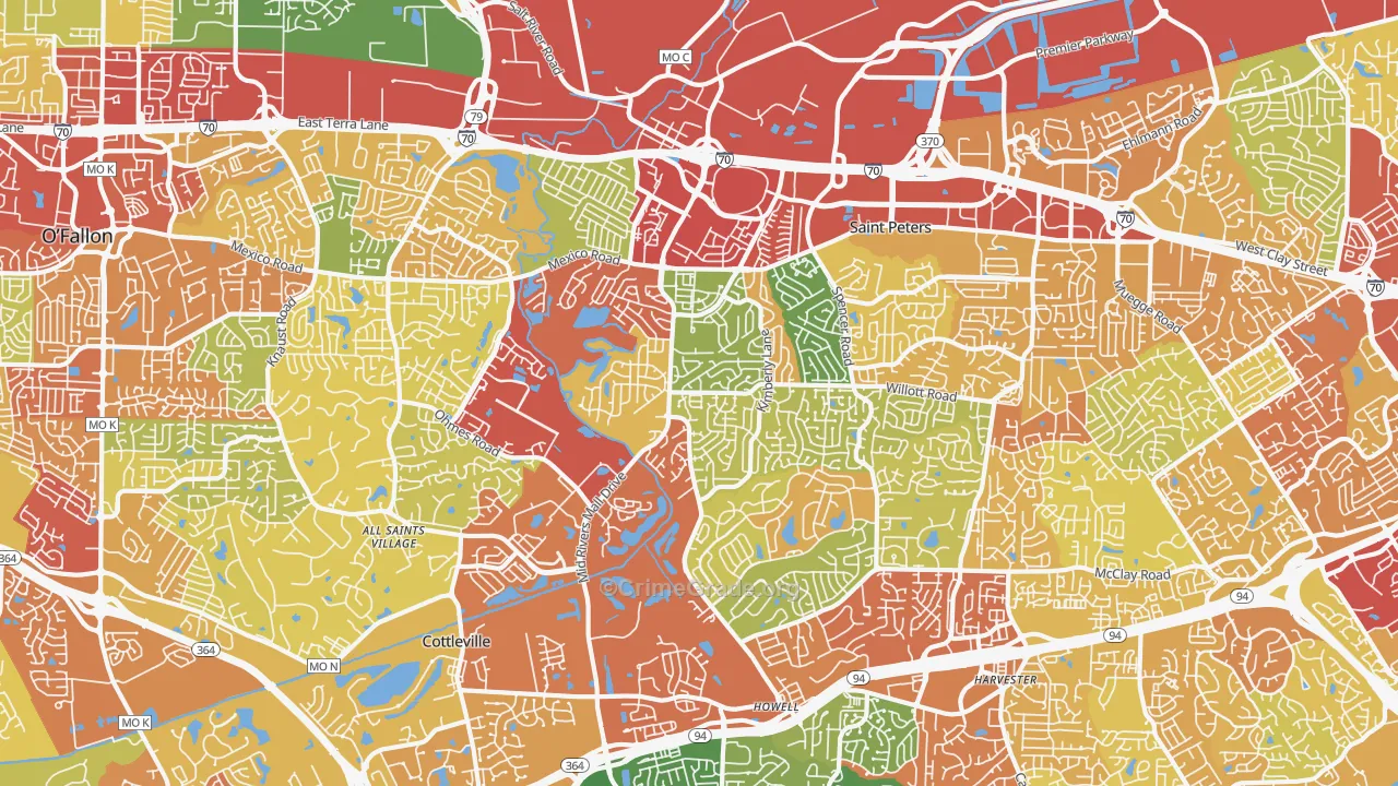 St. Peters, MO Map of Drug-Related Crime Rates
