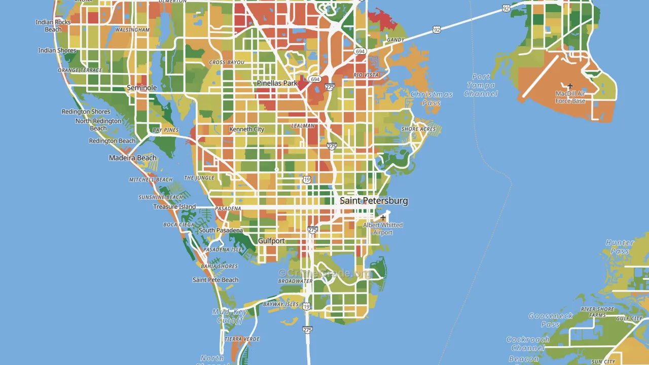 St. Petersburg, FL Map of Drug-Related Crime Rates