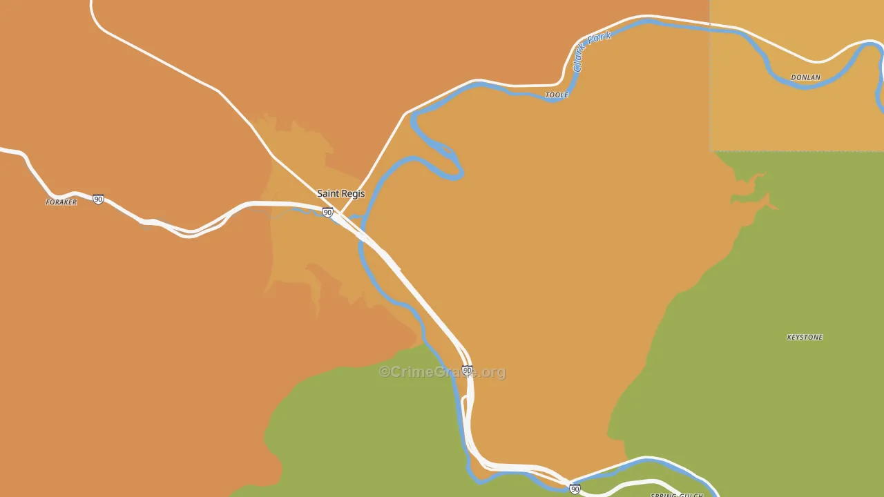 St. Regis, MT Map of Drug-Related Crime Rates