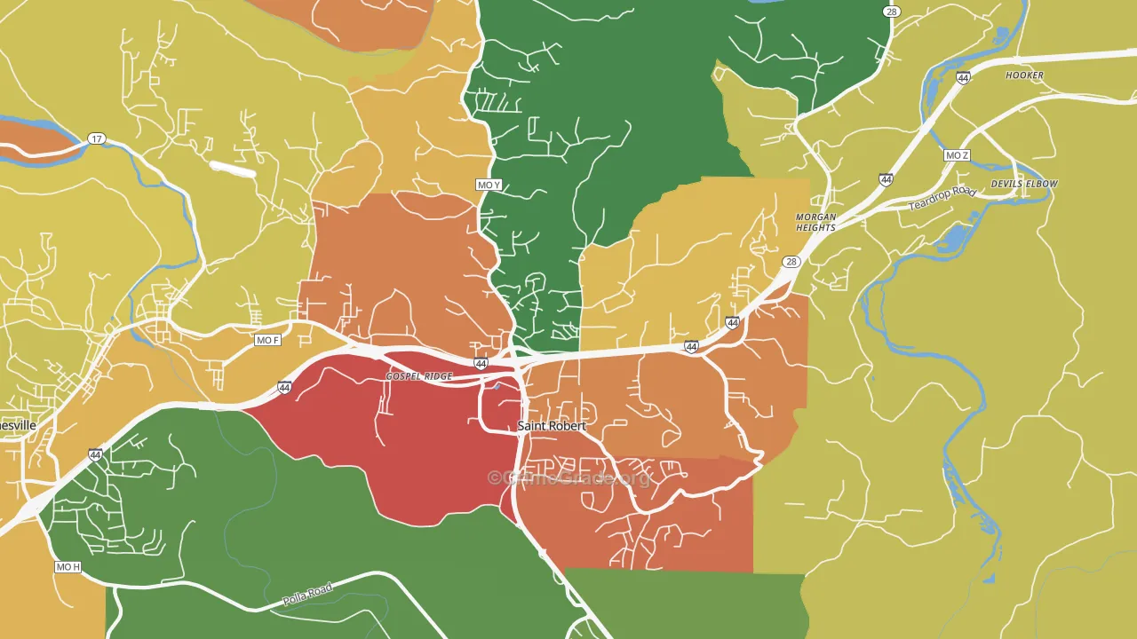 St. Robert, MO Map of Drug-Related Crime Rates