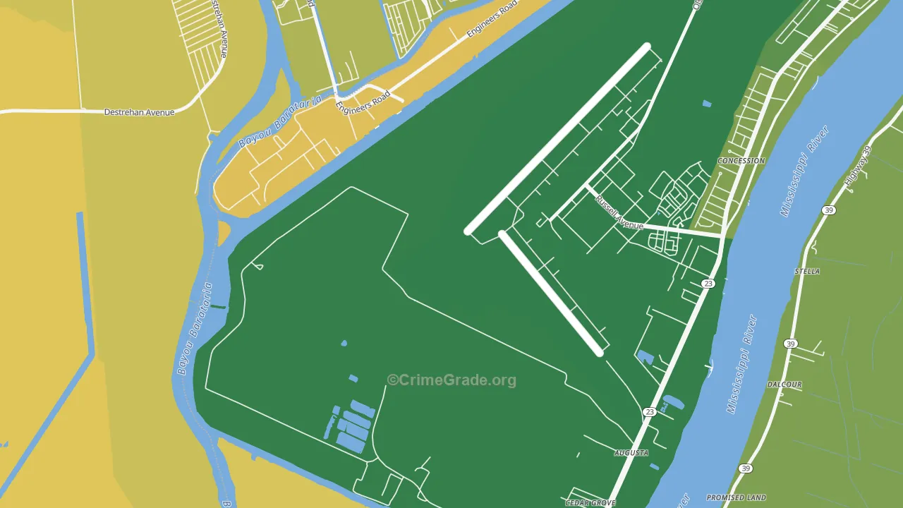 St. Rosalie, LA Map of Drug-Related Crime Rates