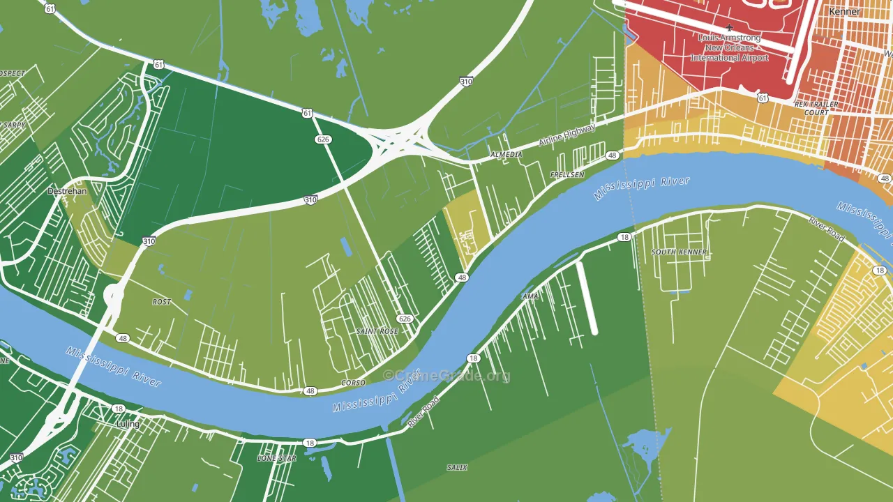 St. Rose, LA Map of Drug-Related Crime Rates