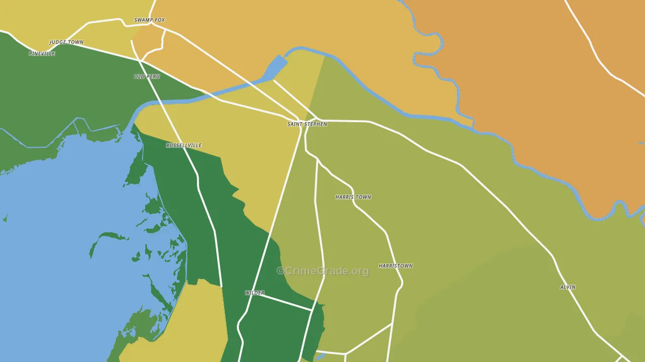 St. Stephen, SC Map of Drug-Related Crime Rates