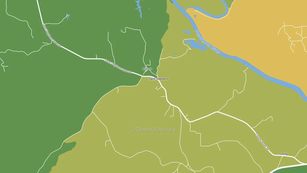 St. Stephens, AL Map of Drug-Related Crime Rates