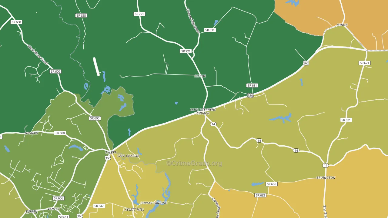 St. Stephens Church, VA Map of Drug-Related Crime Rates