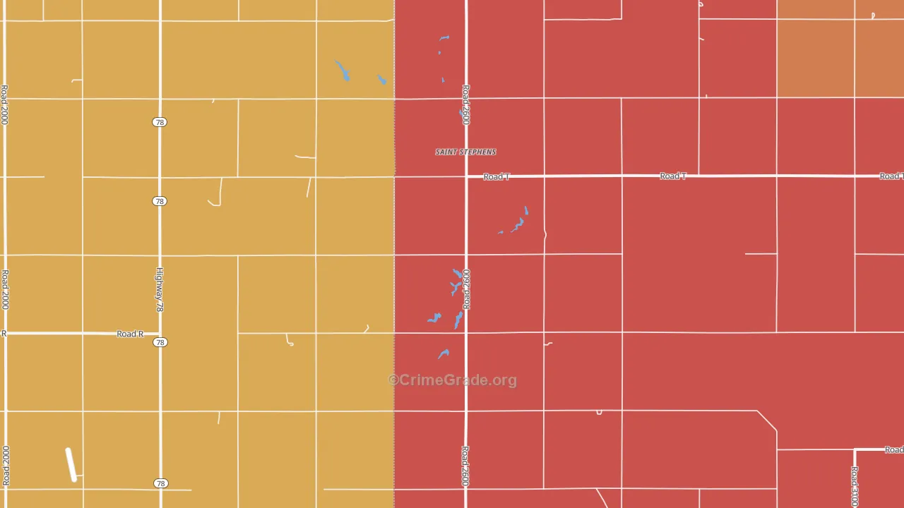 St. Stephens, NE Map of Drug-Related Crime Rates