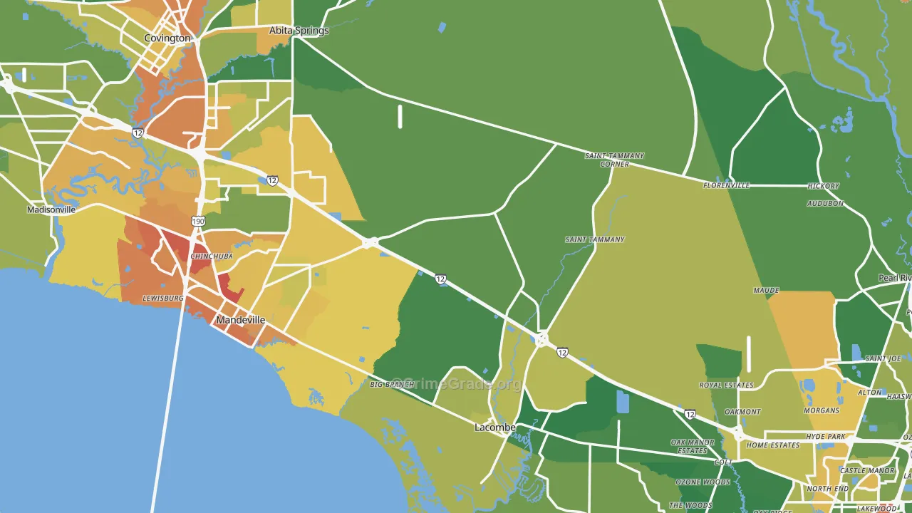 St. Tammany Parish, LA Map of Drug-Related Crime Rates