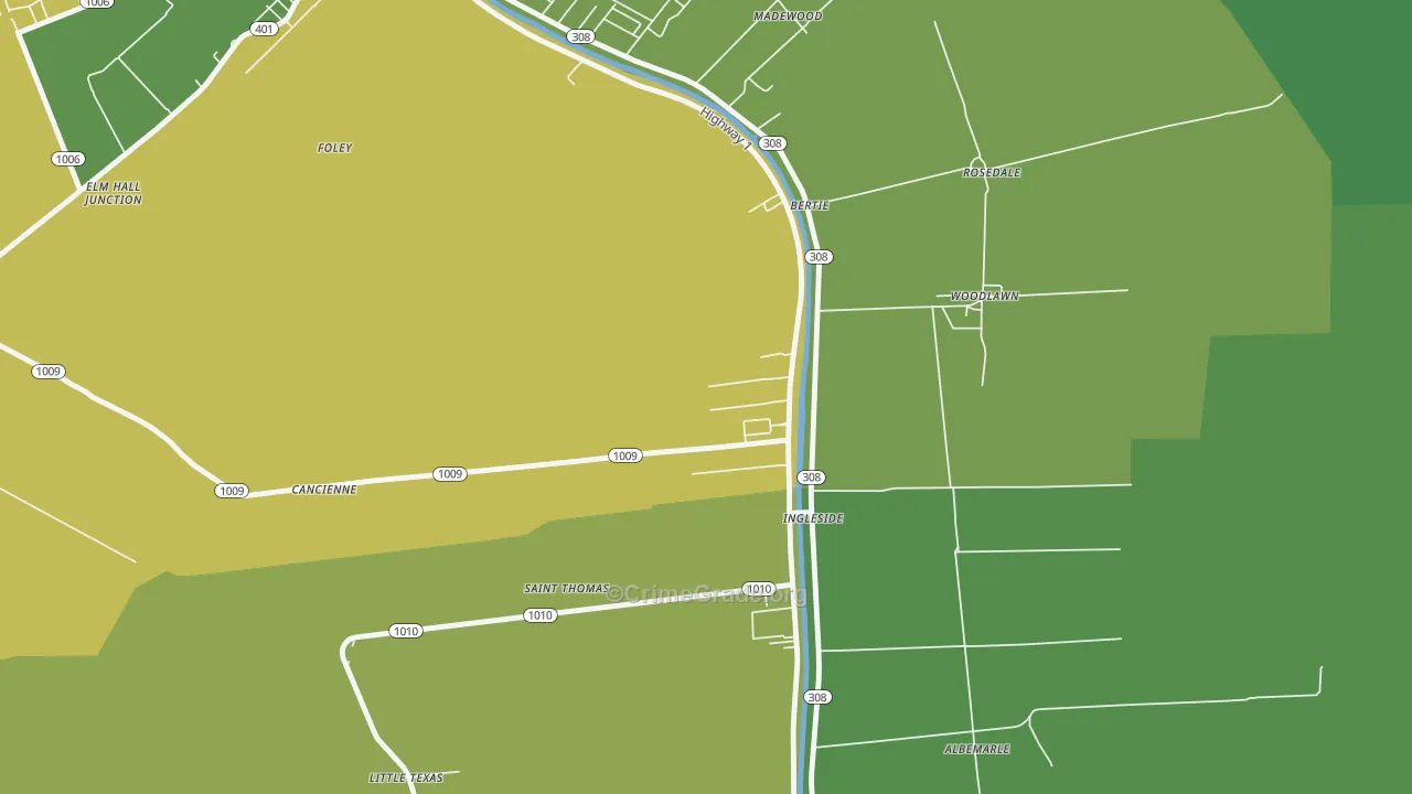 St. Thomas, LA Map of Drug-Related Crime Rates
