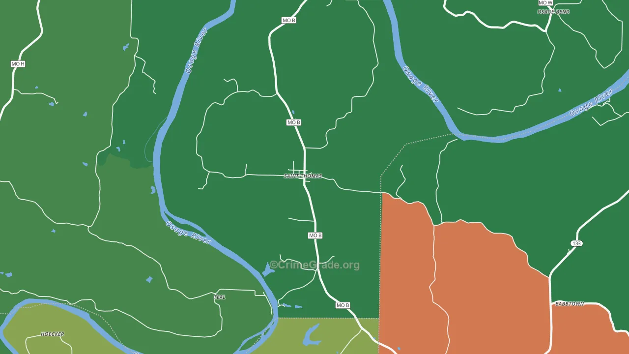 St. Thomas, MO Map of Drug-Related Crime Rates