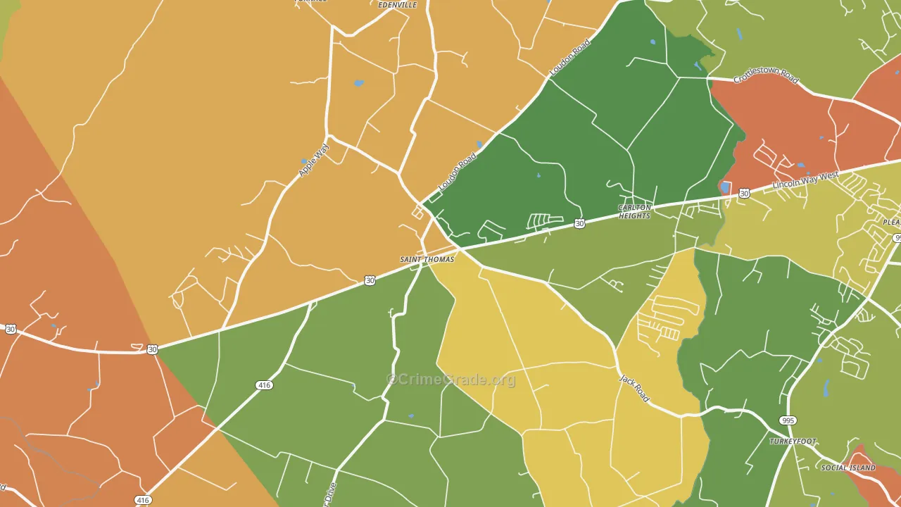 St. Thomas, PA Map of Drug-Related Crime Rates