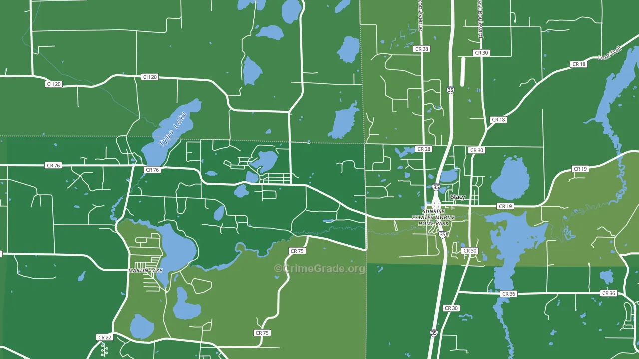 Stacy, MN Map of Drug-Related Crime Rates