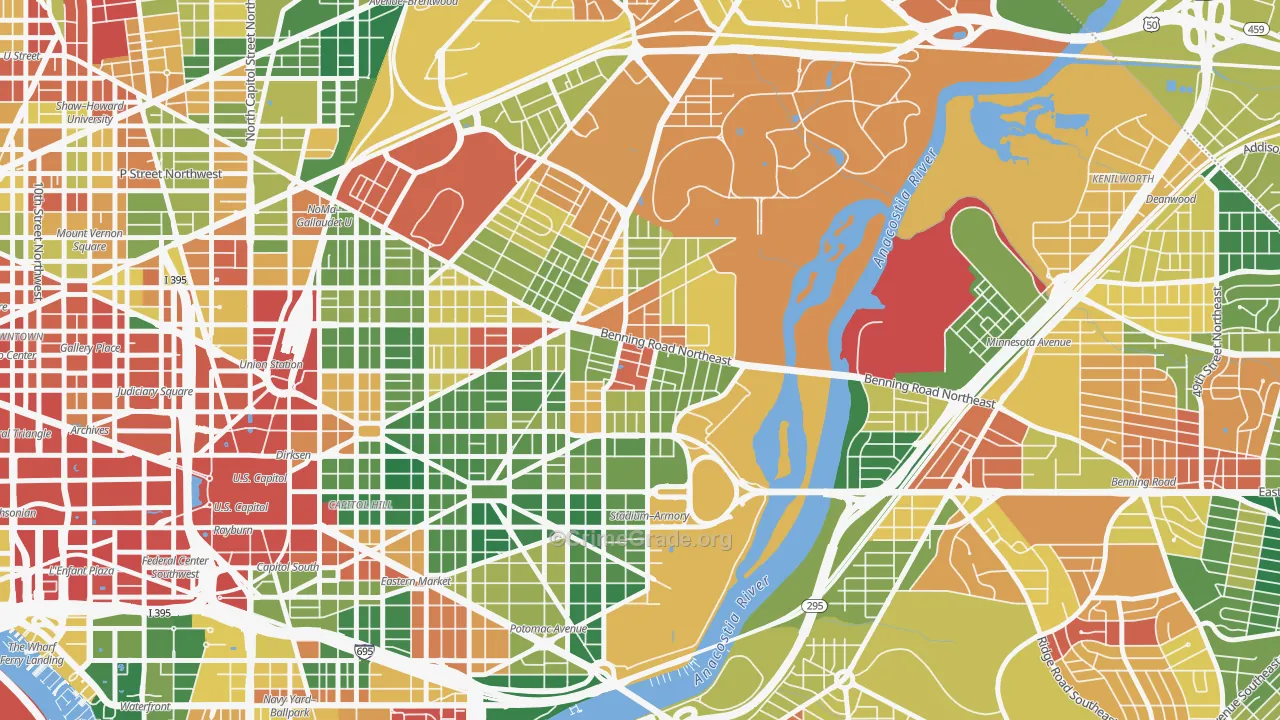 Stadium-Armory, Washington, DC Map of Drug-Related Crime Rates