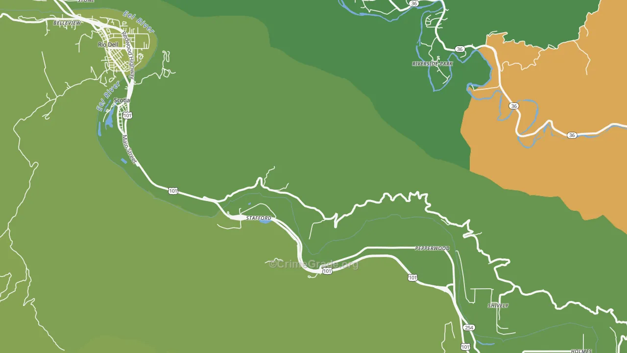 Stafford, CA Map of Drug-Related Crime Rates