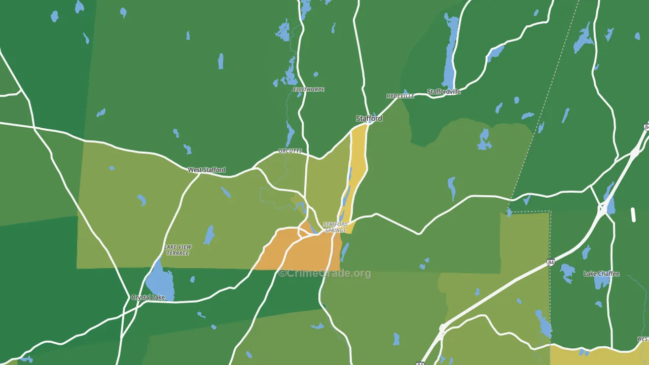 Stafford Springs, CT Map of Drug-Related Crime Rates