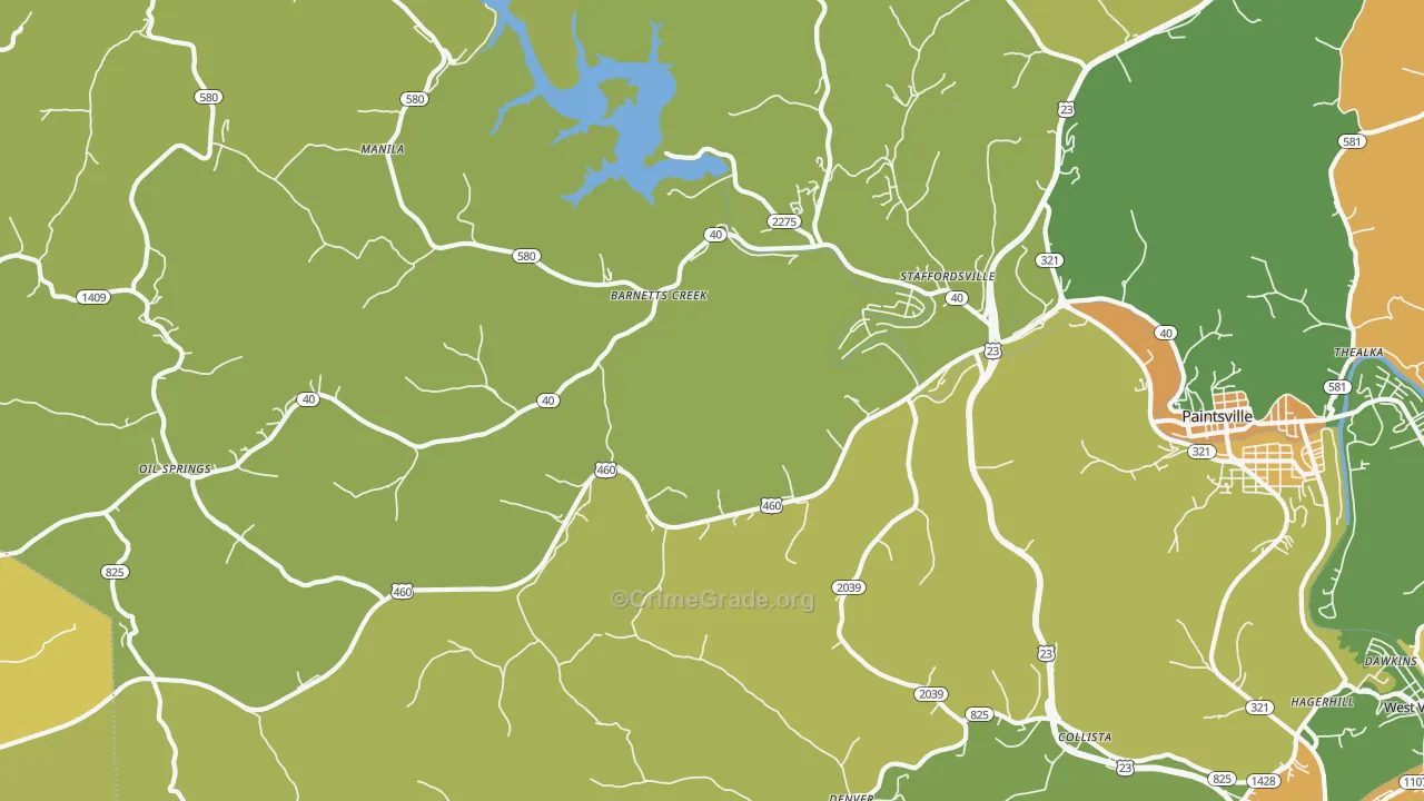 Staffordsville, KY Map of Drug-Related Crime Rates