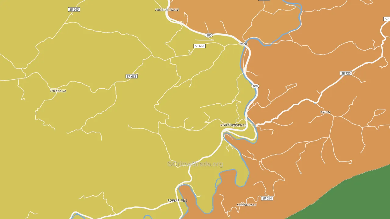 Staffordsville, VA Map of Drug-Related Crime Rates