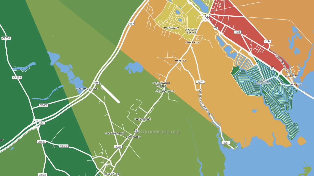 Staffordville, NJ Map of Drug-Related Crime Rates