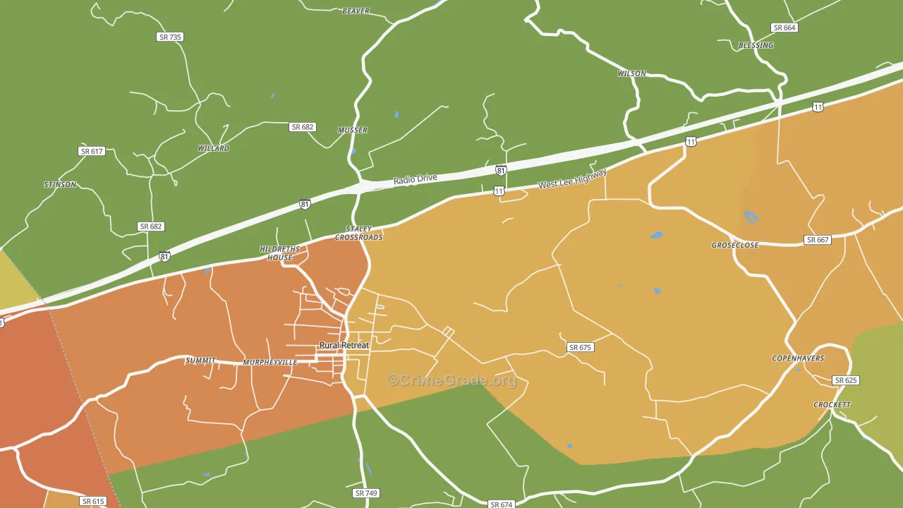 Staley Crossroads, VA Map of Drug-Related Crime Rates