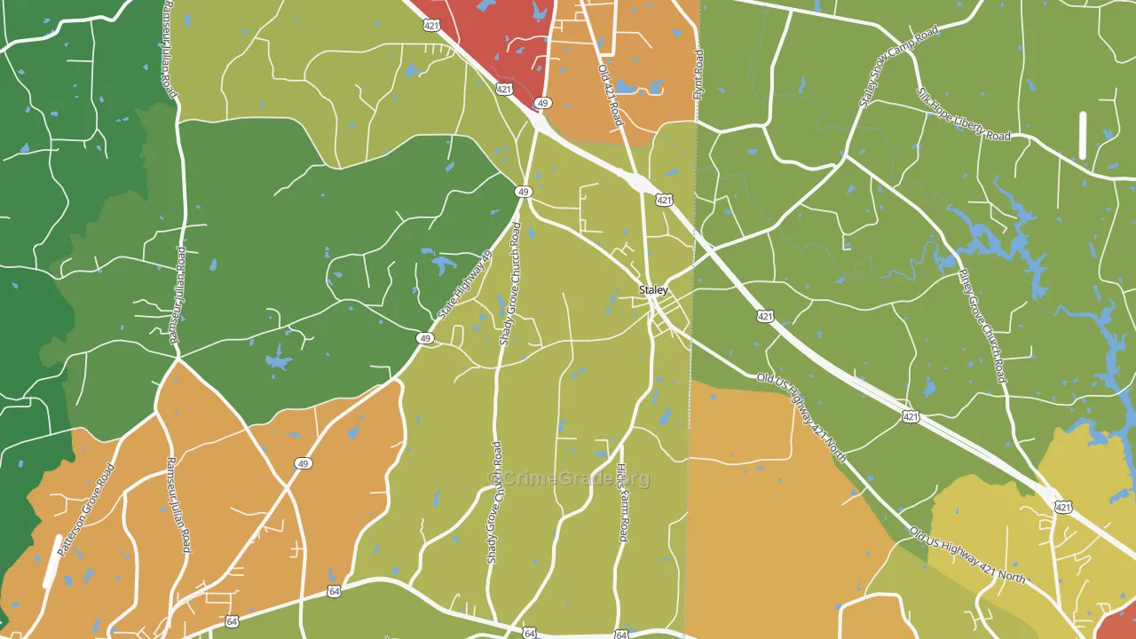 Staley, NC Map of Drug-Related Crime Rates