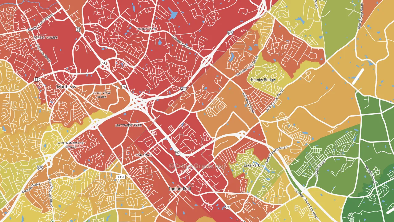 Stallings, NC Map of Drug-Related Crime Rates