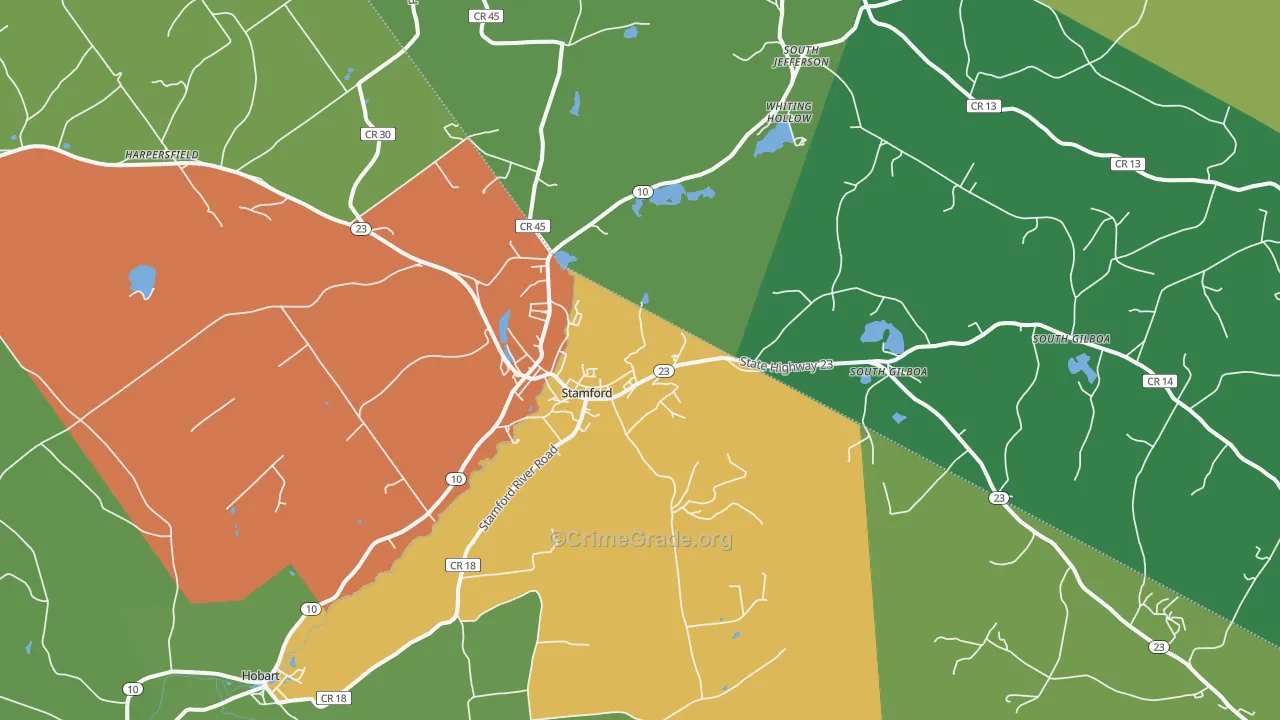 Stamford, NY Map of Drug-Related Crime Rates