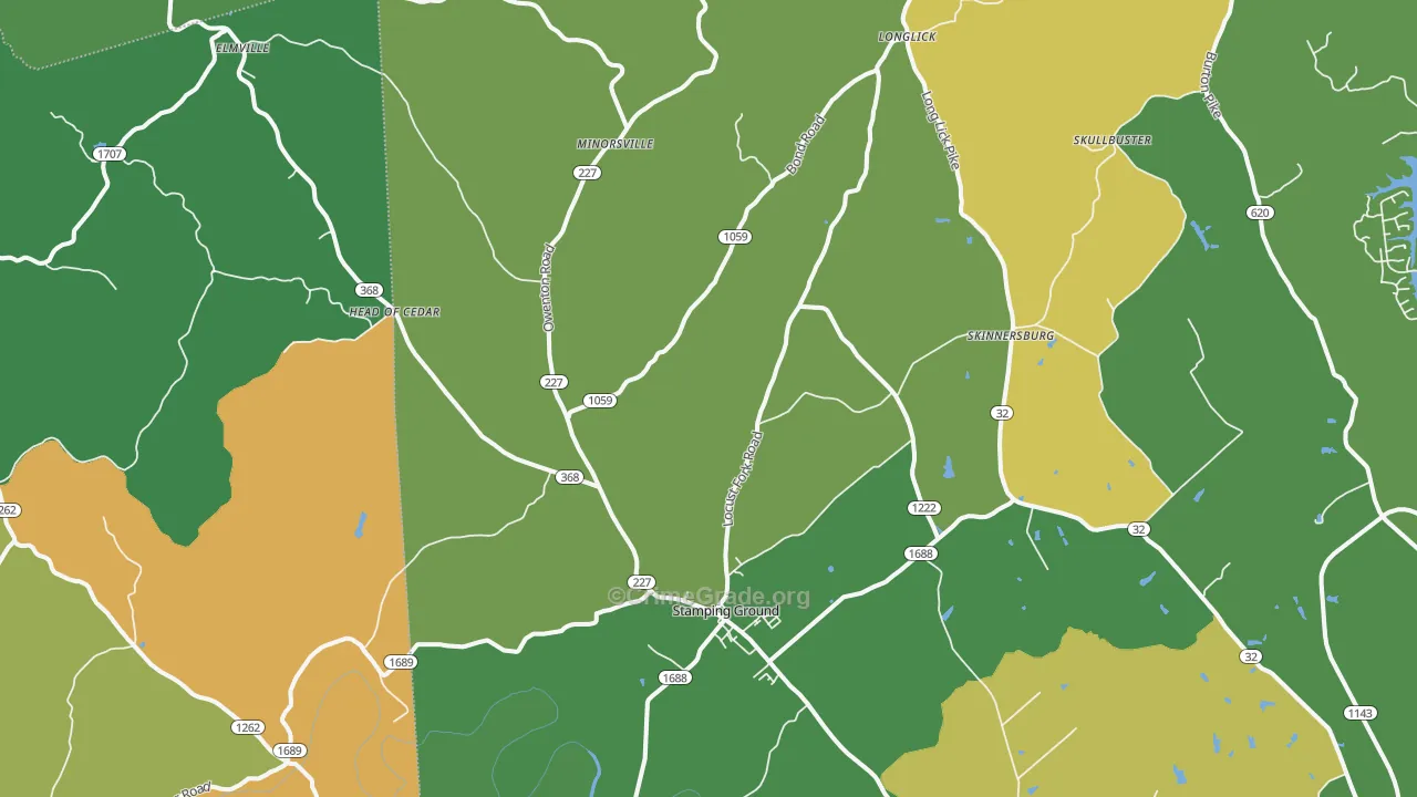 Stamping Ground, KY Map of Drug-Related Crime Rates