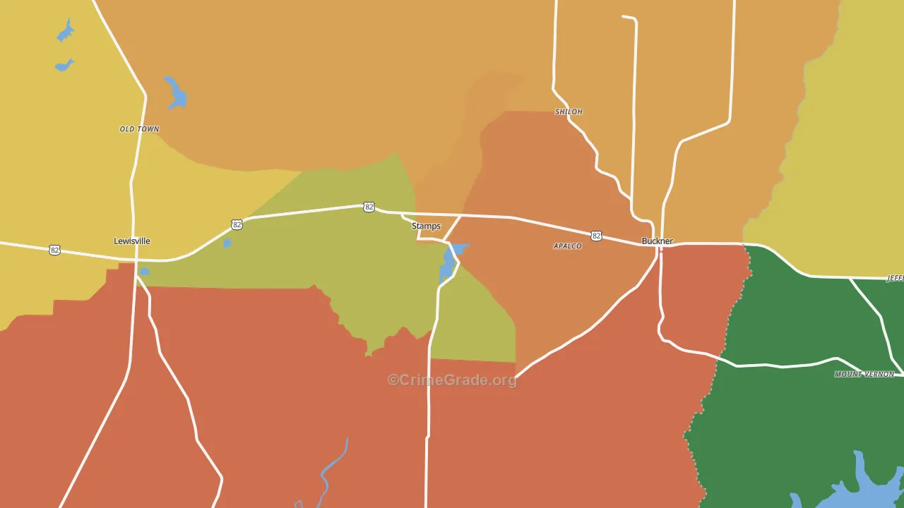Stamps, AR Map of Drug-Related Crime Rates