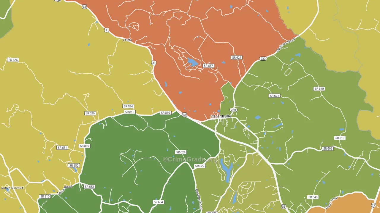 Stanardsville, VA Map of Drug-Related Crime Rates