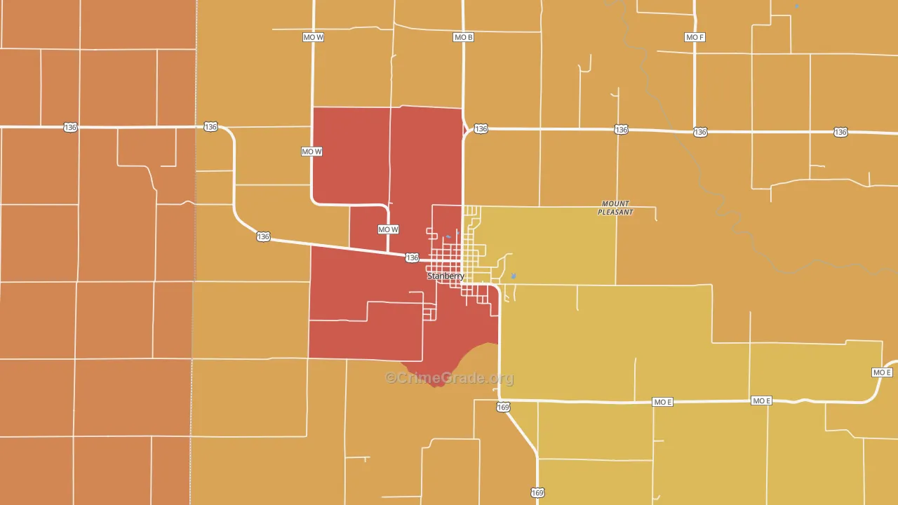 Stanberry, MO Map of Drug-Related Crime Rates