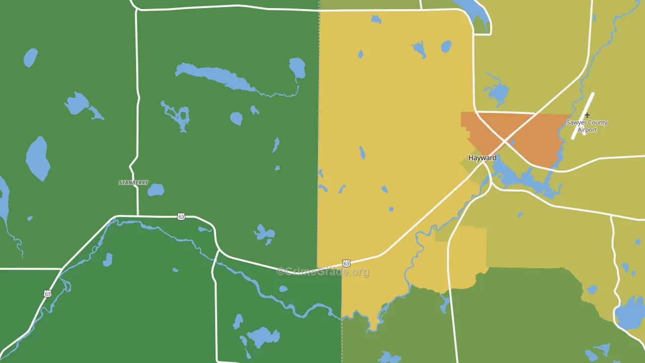 Stanberry, WI Map of Drug-Related Crime Rates
