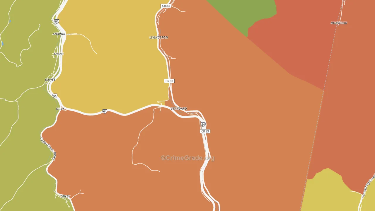 Standard, WV Map of Drug-Related Crime Rates