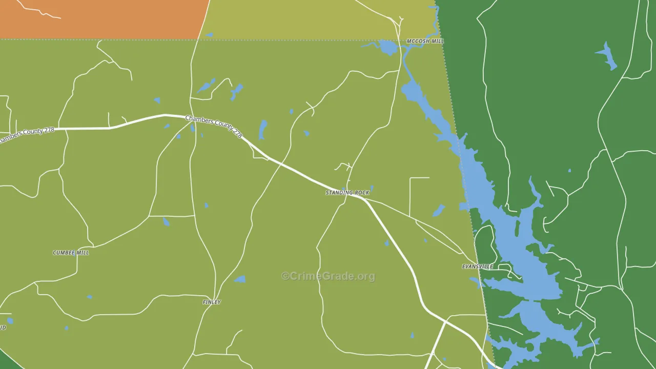 Standing Rock, AL Map of Drug-Related Crime Rates