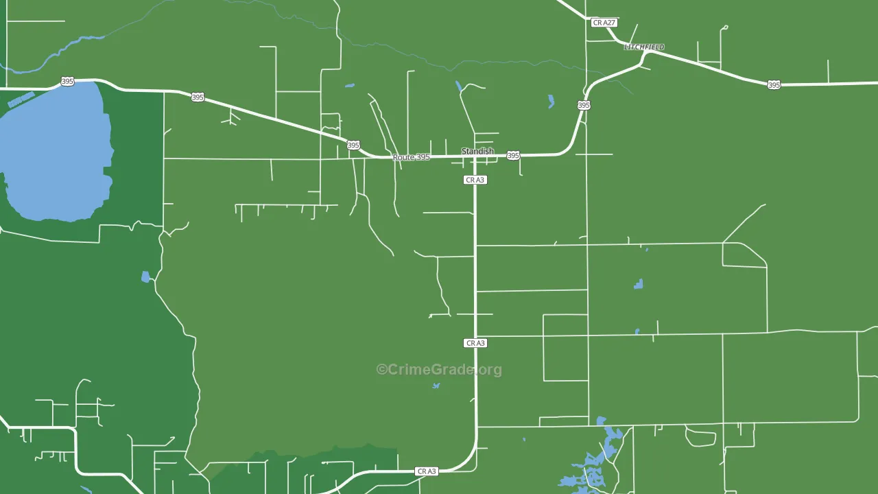 Standish, CA Map of Drug-Related Crime Rates