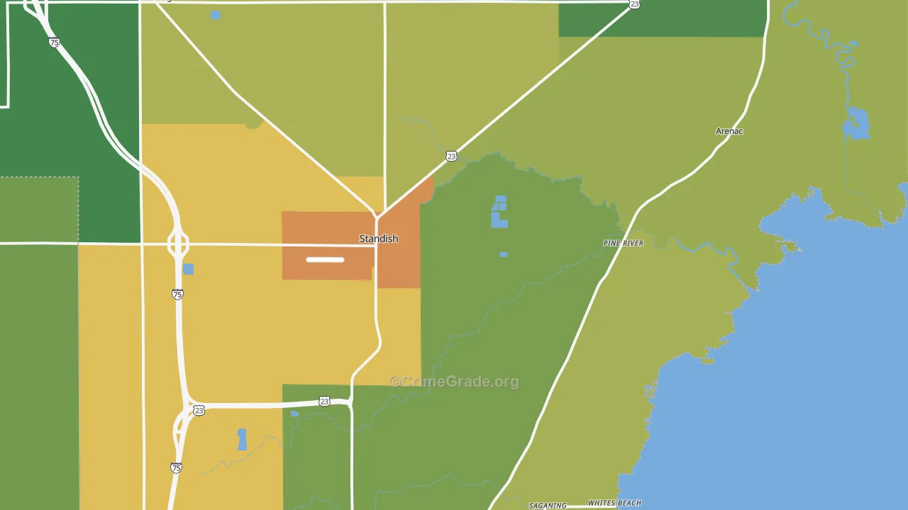 Standish, MI Map of Drug-Related Crime Rates