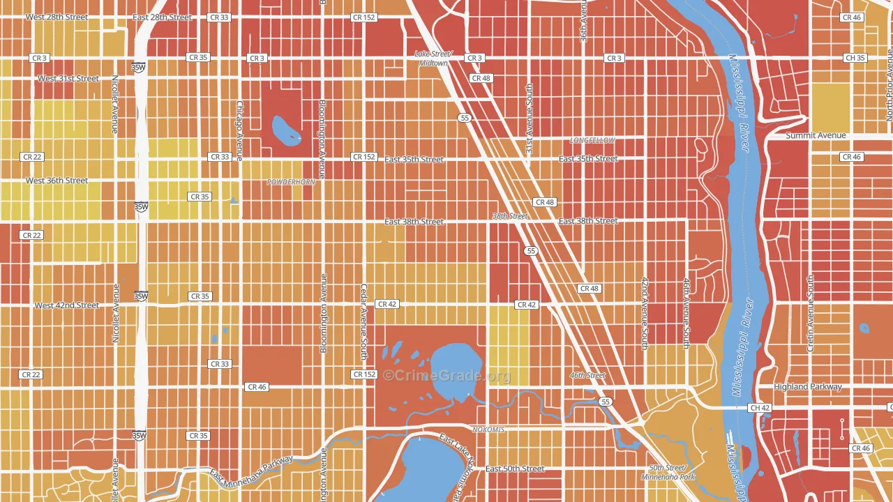Standish, Minneapolis, MN Map of Drug-Related Crime Rates