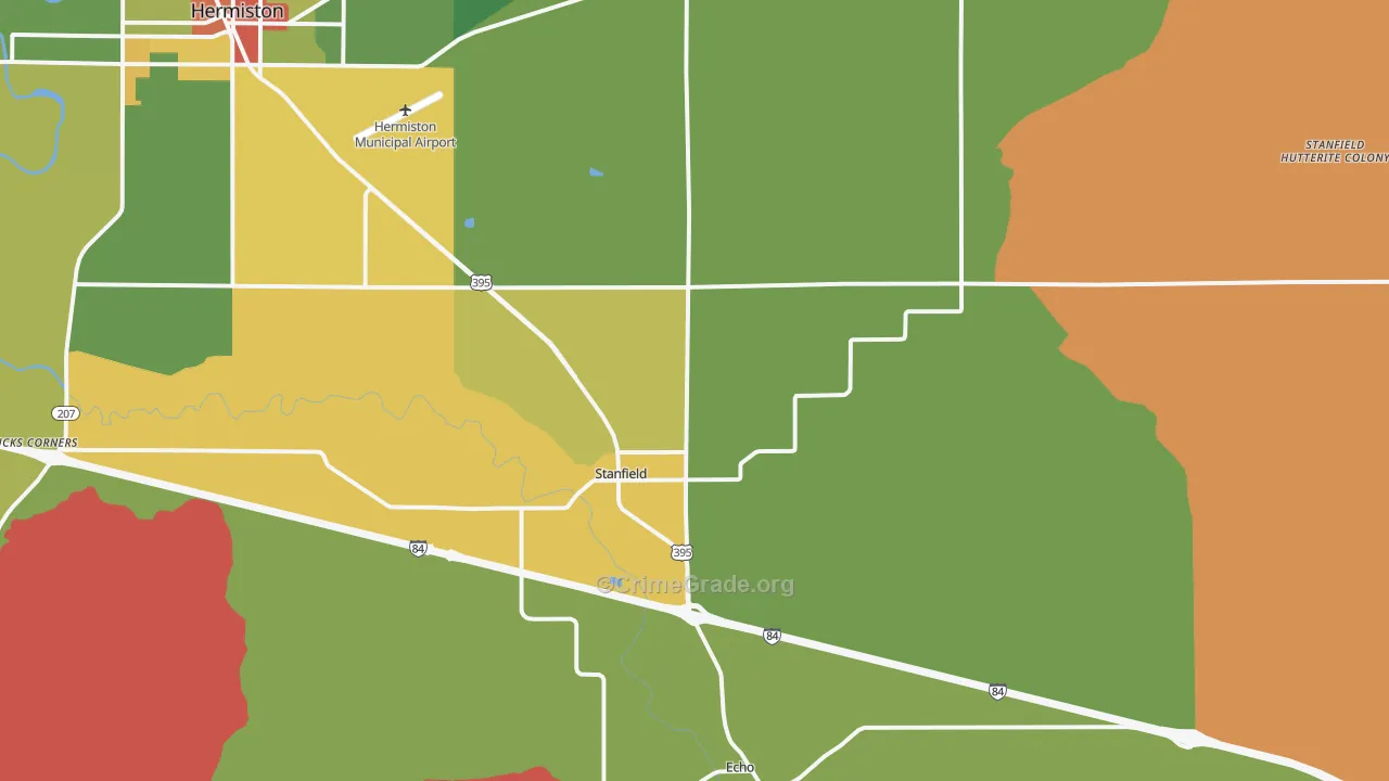 Stanfield, OR Map of Drug-Related Crime Rates
