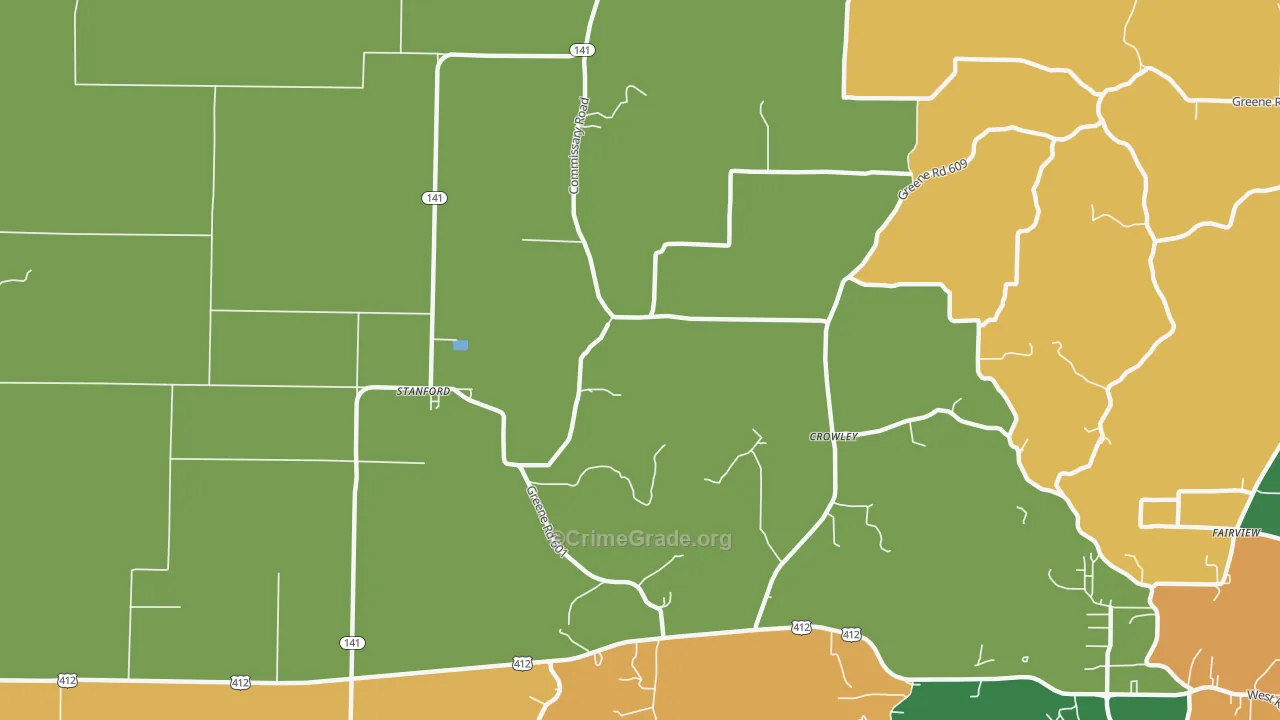 Stanford, AR Map of Drug-Related Crime Rates