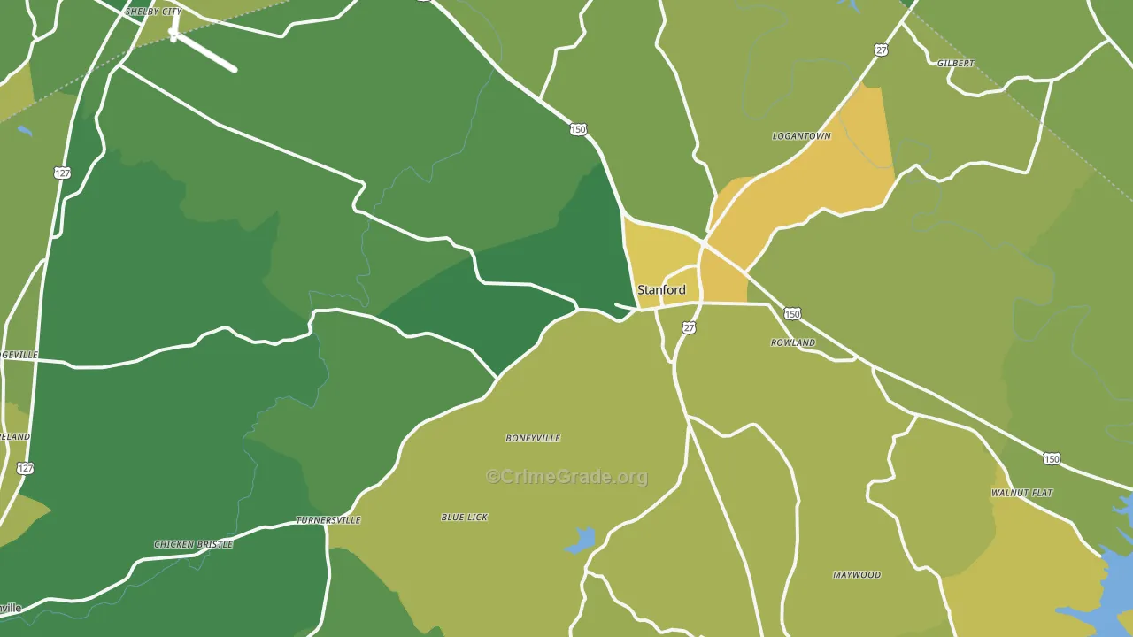 Stanford, KY Map of Drug-Related Crime Rates