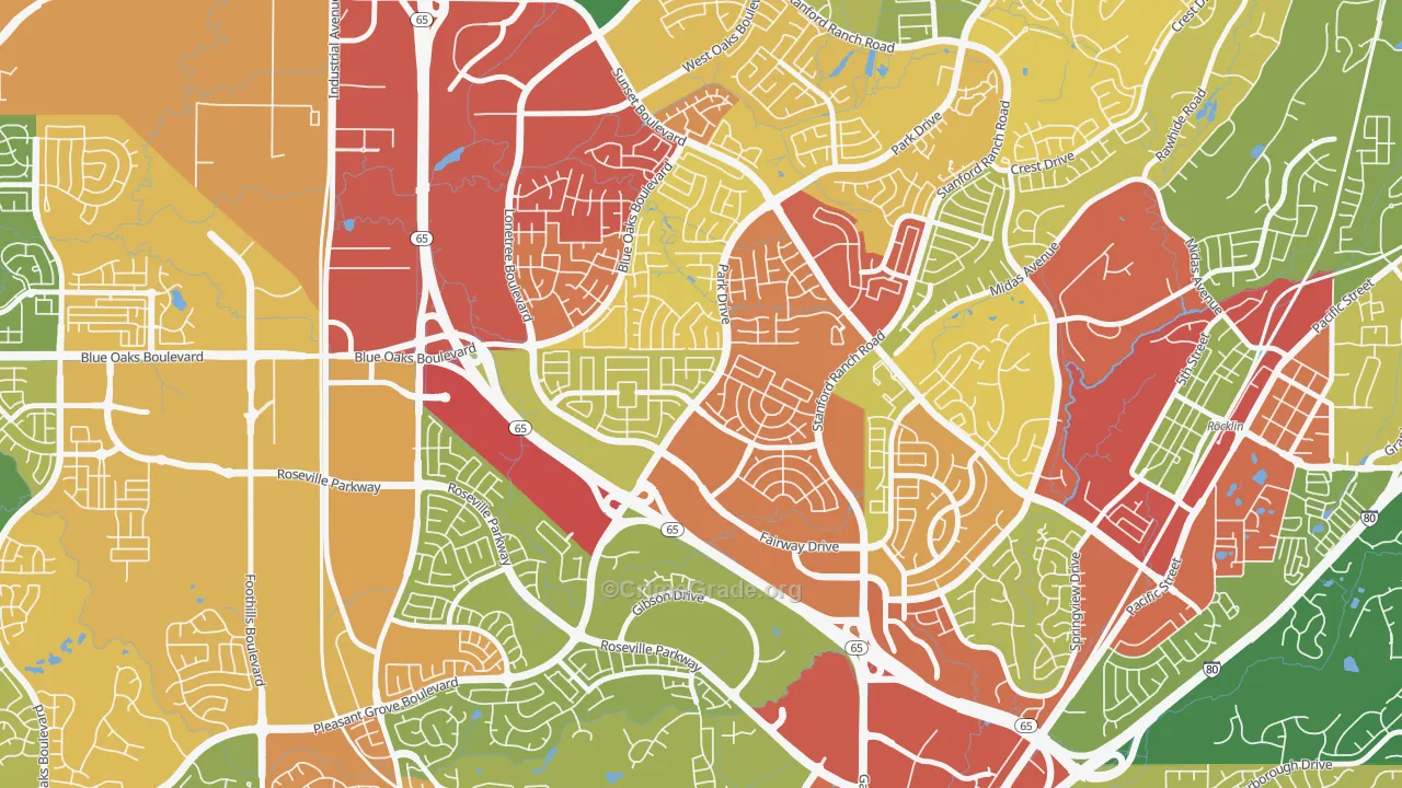 Stanford, Roseville, CA Map of Drug-Related Crime Rates