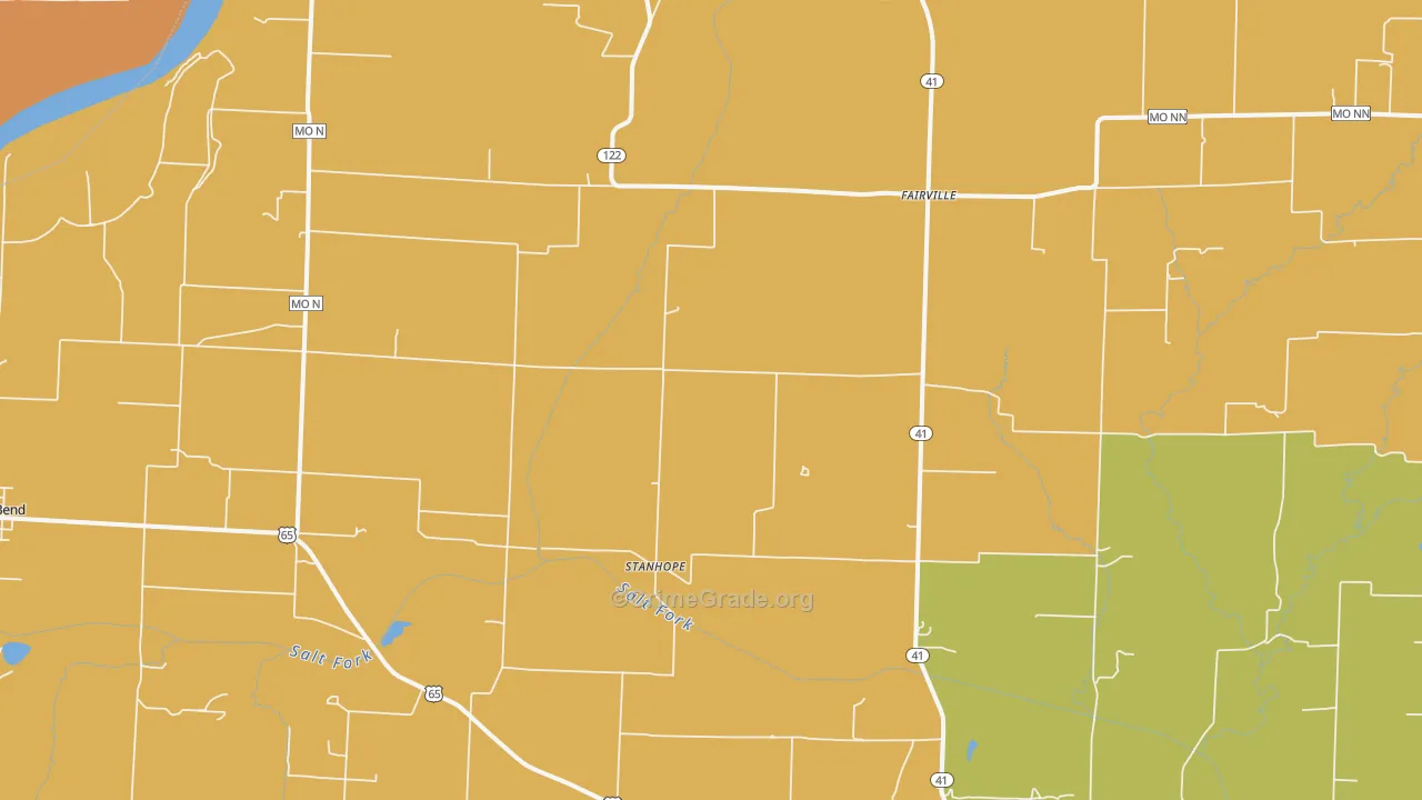 Stanhope, MO Map of Drug-Related Crime Rates