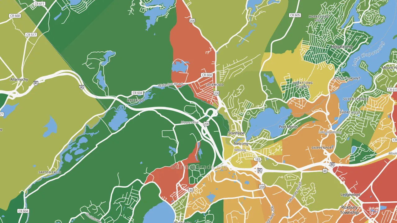 Stanhope, NJ Map of Drug-Related Crime Rates