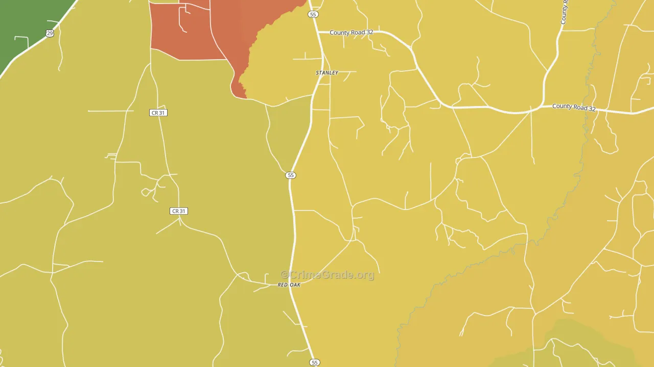 Stanley, AL Map of Drug-Related Crime Rates