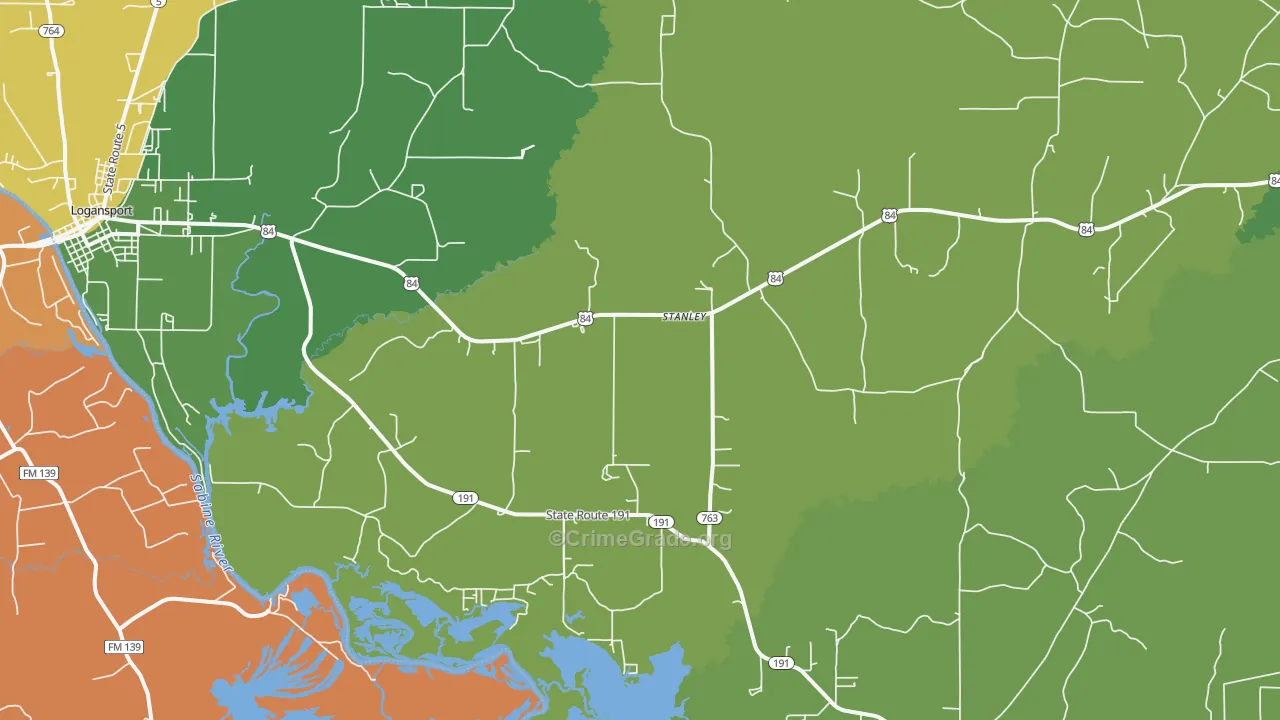 Stanley, LA Map of Drug-Related Crime Rates