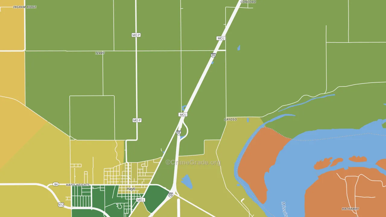 Stanley, MO Map of Drug-Related Crime Rates