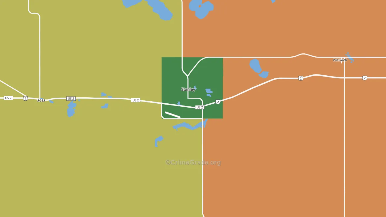 Stanley, ND Map of Drug-Related Crime Rates